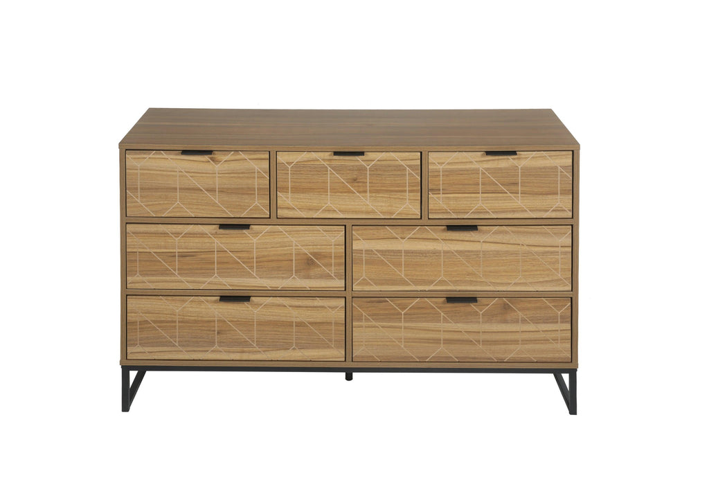 Modern 7 Drawer Dresser Wood Cabinet (Walnut)