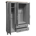 Three Door Storage Wardrobe with Cabinets and Two Hanging Rods,Gray