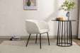 039-Set of 1 Boucle Fabric Dining Chair With Black Metal Legs,Ivory - DTYStore