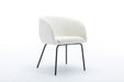 039-Set of 1 Boucle Fabric Dining Chair With Black Metal Legs,Ivory - DTYStore