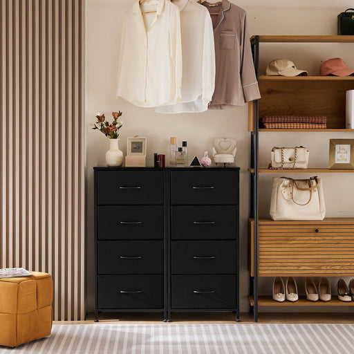 Drawers Dresser Chest of Drawers,Metal Frame and Wood Top,4bc,Black - DTYStore