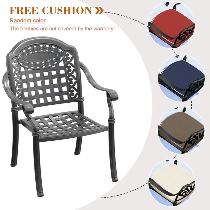 (Cushions In Random Colors)7-Piece Set Of Cast Aluminum Patio Furniture With Cushions - DTYStore