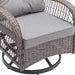 3 Pieces Outdoor Swivel Rocker Patio Chairs, 360 Degree Rocking Patio Conversation Set with Thickened Cushions and Glass Coffee Table for Backyard, Grey - DTYStore