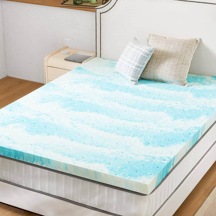 Memory Foam Cooling Gel Swirl Infused Bed Topper for Back Pain,3 Inches,Queen