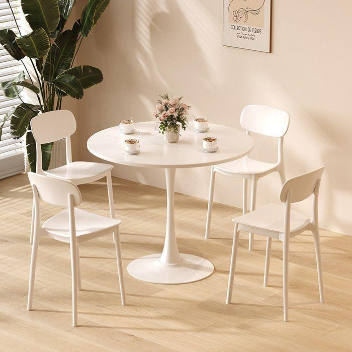 White Round Table, Modern Dining Table, MDF Top and Steel B0ase Tulip Round Kitchen Table, Mid Century Coffee Table for Living Room 24 Inch. - DTYStore