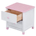 Wooden Nightstand with Two Drawers for Kids,End Table for Bedroom,White+Pink(Old SKU: WF297965AAH) - DTYStore