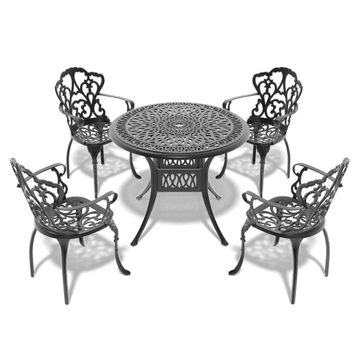 (Cushions In Random Colors)5-Piece Set Of Cast Aluminum Patio Furniture With Cushions - DTYStore