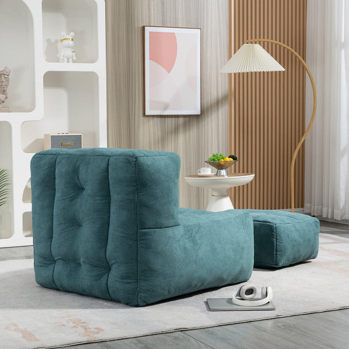 Fluffy bean bag chair, comfortable bean bag for adults and children, super soft lazy sofa chair with memory foam and ottoman, indoor modern focus bean bag chair for living room, bedroom, apartment - DTYStore