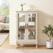 2 Doors Curio Cabinet with Tempered Glass Doors and Mirrored Back Panel, Lighted Display Cabinet for Home and Office White