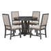 TREXM 5-Piece Dining Set Extendable Round Table and 4 Upholstered Chairs Farmhouse Dining Set for Kitchen, Dining Room(Black)