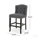 Vienna Contemporary Fabric Tufted Wingback 27 Inch Counter Stools, Set of 2, Charcoal and Dark Brown - DTYStore