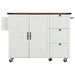 54.5" Farmhouse Kitchen Island with Power Outlet, Kitchen Storage Island with Internal Storage Rack, Drop Leaf, Spice Rack, Rolling Kitchen Cart on Wheels, for Home, Kitchen and Dining Room,White - DTYStore