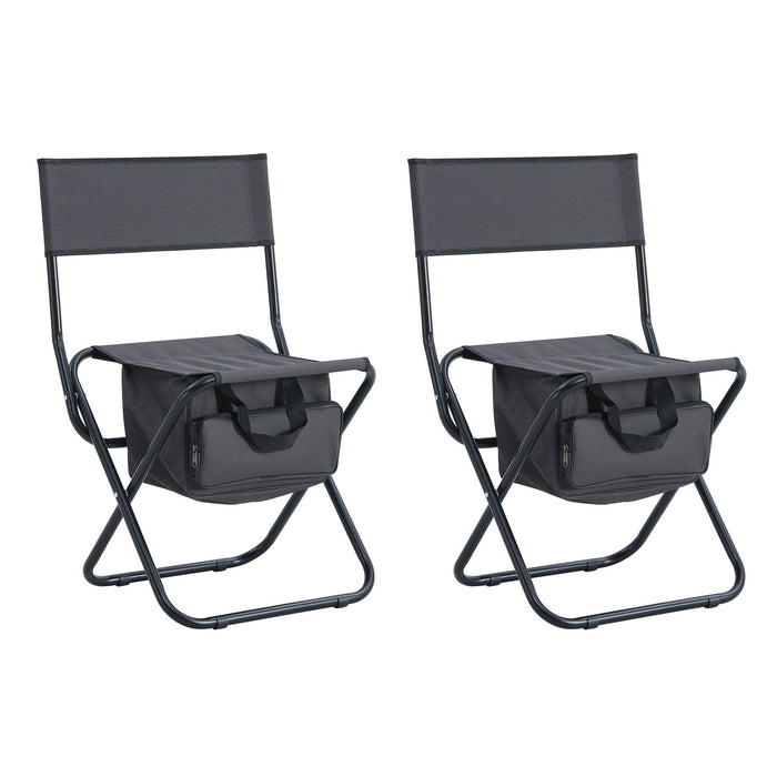 Set of 3, Folding Outdoor Table and Chairs Set for Indoor, Outdoor Camping, Picnics, Beach,Backyard, BBQ, Party, Patio, Black/Gray - DTYStore