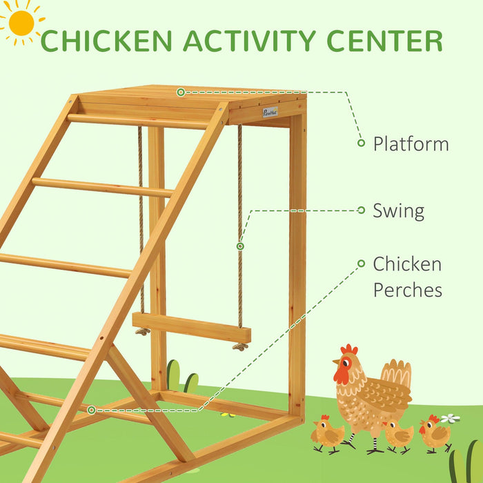 Chicken Activity Play for Healthy & Happy Animals, Swing Set with Chicken Perches & Hen Ladder, Chicken Coop Toy, Yellow