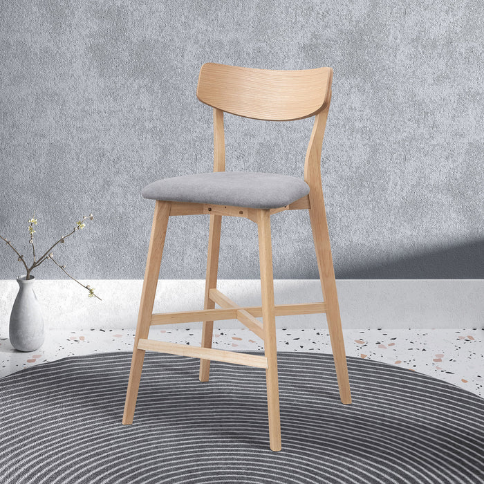 Wooden Bar Chairs Set of 2, Modern Soft Upholstered Kitchen Island Chairs, Counter Height Stool with Backrest,Wooden Frame Chairs with Footrest for Pub,Living Room,Restaurant,OAK - DTYStore