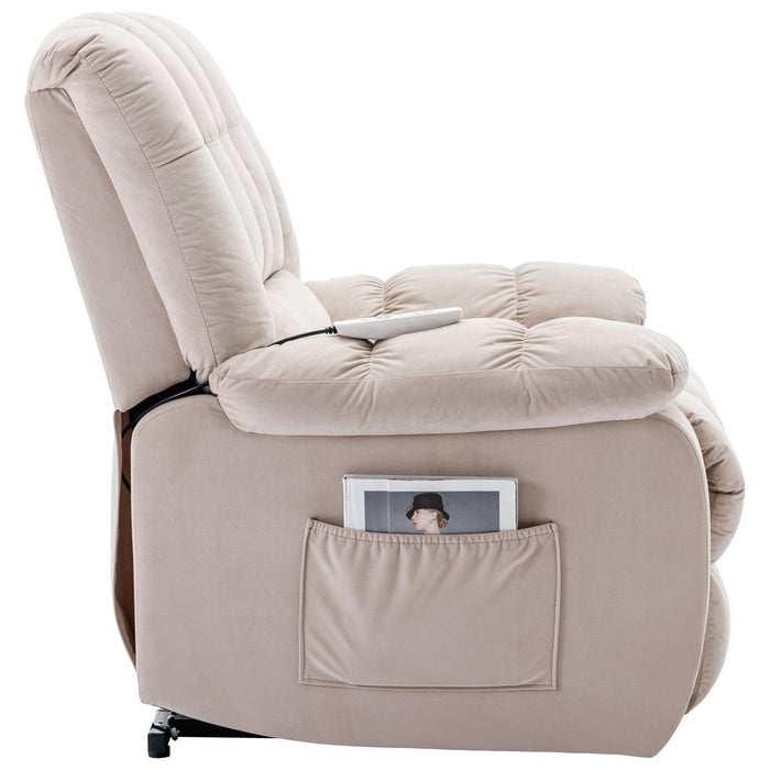 Massage Recliner Chair Electric Power Lift Recliner Chairs with Heat, Vibration, Side Pocket for Living Room Bedroom, Beige