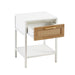 15.74" Rattan End table with drawer, Modern nightstand, metal legs,side table for living room, bedroom,white(1 pc) - DTYStore
