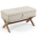 35 Inch Storage Ottoman Bench with Button-Tufted Design and Linen Storage