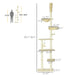 Floor to Ceiling Cat Tree, 90.5" - 98.5" Adjustable Height, Cat Climbing Tower with Carpeted Platforms, Cozy Bed, Hammock, Scratching Posts, Toy Balls, Activity Center for Kittens, Beige