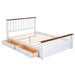 Queen Size Wood Platform Bed with Two Drawers and Wooden Slat Support,White+walnut