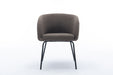 039-Set of 1 Boucle Fabric Dining Chair With Black Metal Legs,Dark Brown - DTYStore