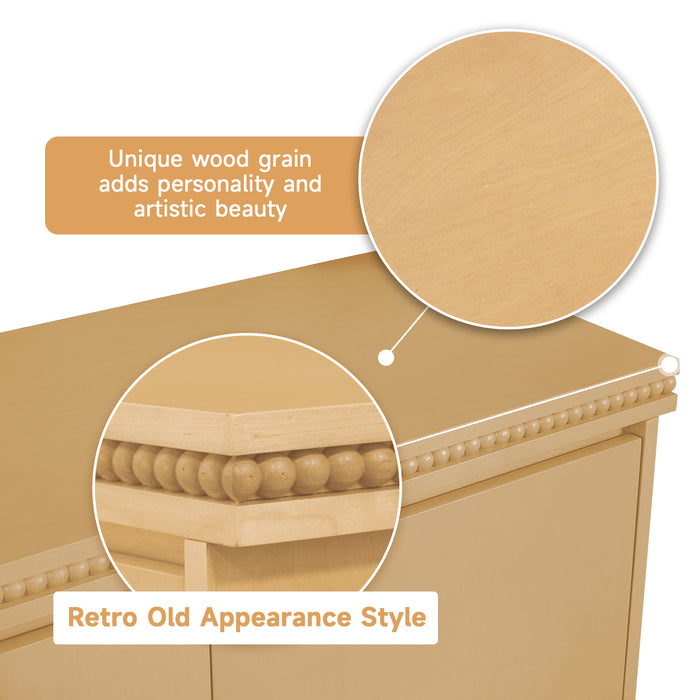 Classic Wooden Sideboard with Beaded Trim – Elegant Storage Cabinet for Dining or Living Room - DTYStore