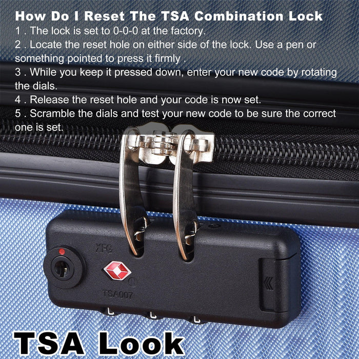 3 Piece Lightweight Luggage Set with TSA Lock, Durable Spinner Wheels and Hooks, Cross Striped