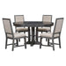 TREXM 5-Piece Dining Set Extendable Round Table and 4 Upholstered Chairs Farmhouse Dining Set for Kitchen, Dining Room(Black)