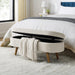 Ottoman Oval Storage Bench,Rubber Wood Legs, Beige(43.5"x16"x16")