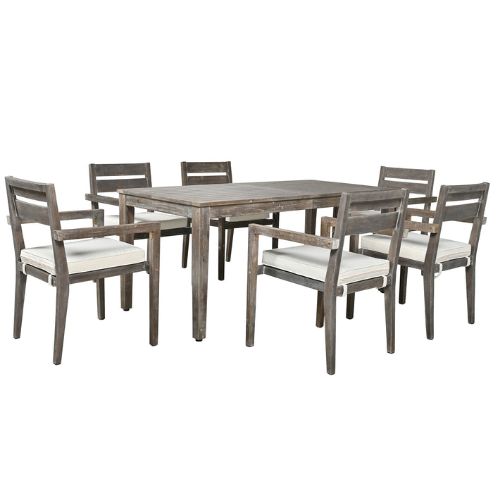 U_Style Acacia Wood Outdoor Dining Table And Chairs Suitable For Patio, Balcony Or Backyard - DTYStore