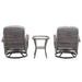 3 Pieces Outdoor Swivel Rocker Patio Chairs, 360 Degree Rocking Patio Conversation Set with Thickened Cushions and Glass Coffee Table for Backyard, Grey - DTYStore