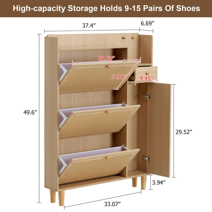 Modern minimalist storage cabinet MDF bed top cabinet Japanese rattan shoe cabinet, small home furniture. Suitable for hallways and living rooms