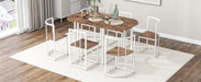 Modern 7-Piece Dining Table Set with Faux Marble Compact Kitchen Table Set for 6