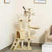 53" Plush Sturdy Interactive Cat Condo Tower Scratching Post Activity Tree House - Beige