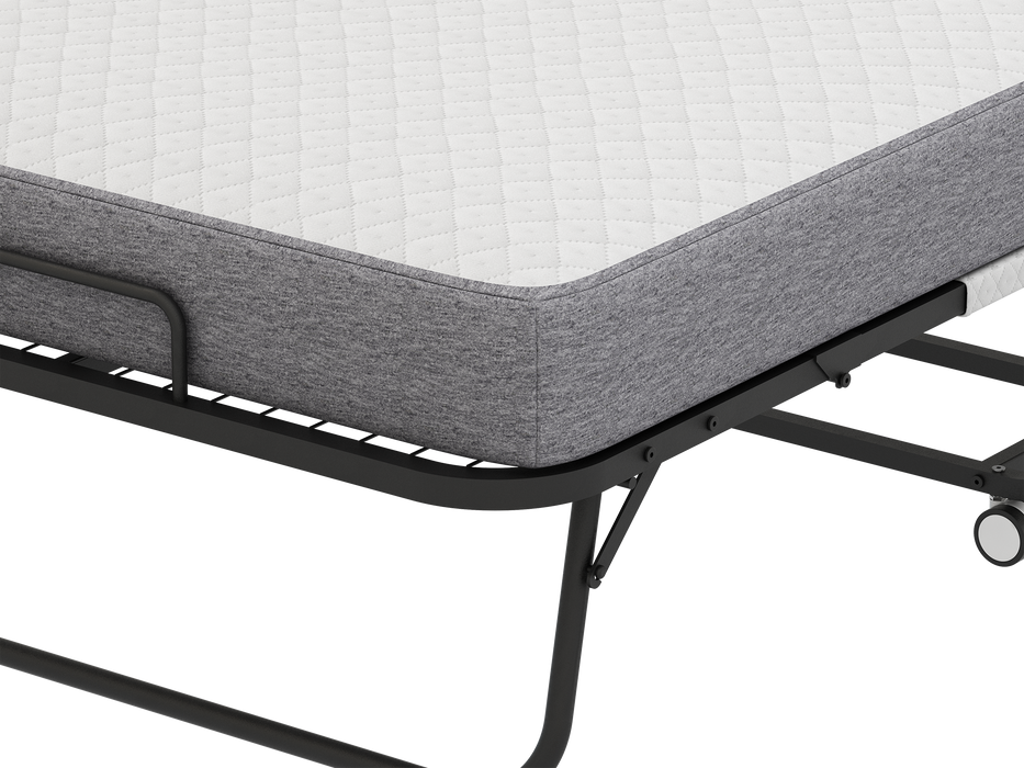 Folding Bed with Mattress 75" x 38" Rollaway Guest Bed Portable Foldable Bed for Adults with 5" Memory Foam Mattress Space-Saving Sturdy Metal Frame Grid Style - DTYStore