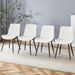 Extended Seat Cushion PU Dining Chair Set - Four Pieces.Smooth line design.Can integrate well into various modern home decoration styles.White and Dark Gray Splicing Colors. - DTYStore