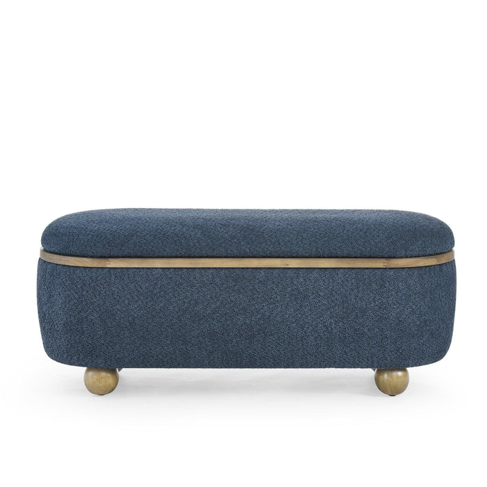 Storage Ottoman Bench, Upholstered End of Bed Ottoman Bench with Storage and Seating, Large Blanket Storage Bench for Foot Rest in Bedroom, Living Room, Entryway, Dark blue