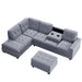 Orisfur. Modern Sectional Sofa with Reversible Chaise, L Shaped Couch Set with Storage Ottoman and Two Cup Holders for Living Room