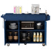 K&K 53.2'' Kitchen Island with Drop Leaf, Kitchen Storage Cart with Spice Rack, Towel Rack and 2 Drawers, Rolling Kitchen Island on Wheels with Adjustable Shelves for Kitchen, Dining Room, Navy Blue