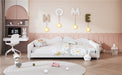 Full size Upholstered Daybed, Sherpa Fabric Sofabed with Cloud-Shaped Backrest, No Box-spring Needed, White - DTYStore