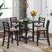 5-Piece Wooden Counter Height Dining Set with Padded Chairs and Storage Shelving Espresso