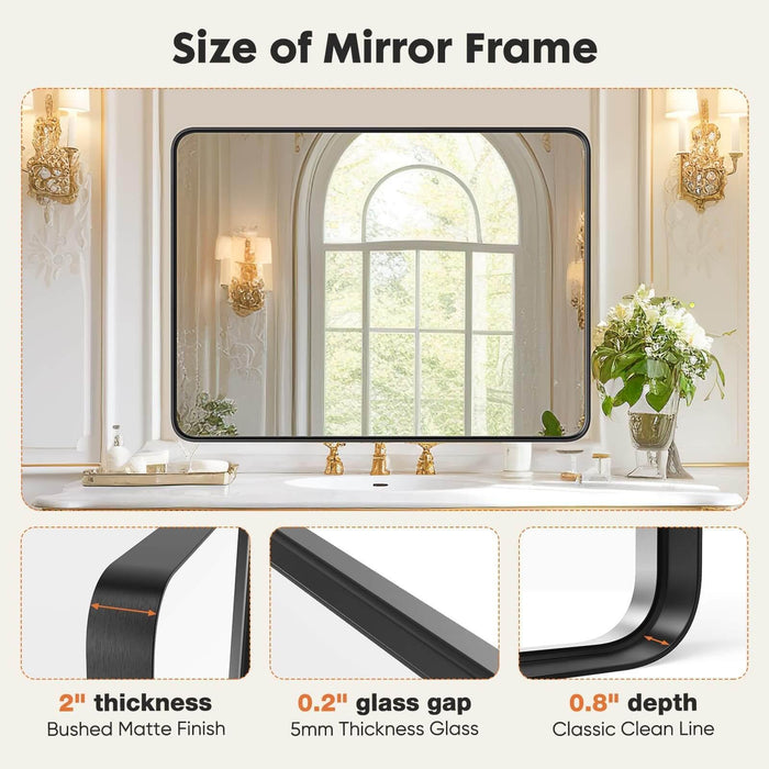 Bathroom Mirror Vanity Mirror for Wall,Aluminum Alloy Framed Wall Mirror Farmhouse,40"Ã—30" - DTYStore