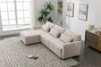 113.3" Convertible Sectional Sofa Couch 3-Seat L-Shaped with Movable Ottoman and USB