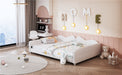Full size Upholstered Daybed, Sherpa Fabric Sofabed with Cloud-Shaped Backrest, No Box-spring Needed, White - DTYStore