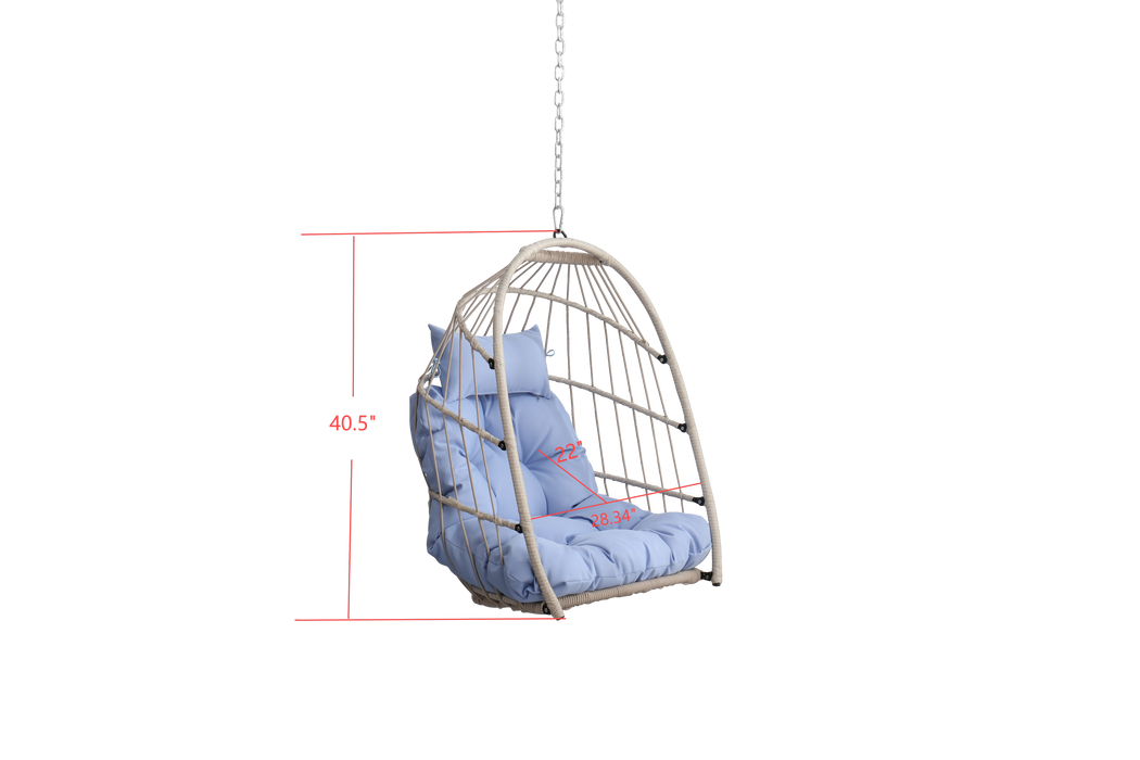 Outdoor garden rattan egg swing chair hanging chair PE hanging chair blue - DTYStore