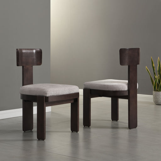 Upholstered Dining Chairs Set of 2, Fabric Side Chairs with Gray Seating Dark Brown Solid Rubber Wood Legs, 330 LBS Weight Capacity - DTYStore