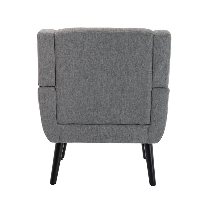 Modern Soft Linen Material Ergonomics Accent Chair Living Room Chair Bedroom Chair Home Chair With Black Legs For Indoor Home - DTYStore