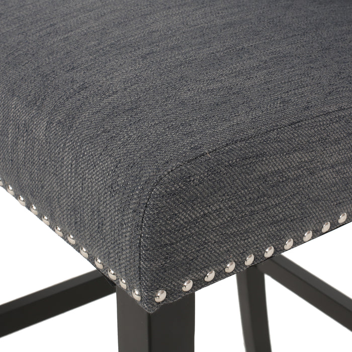 Vienna Contemporary Fabric Tufted Wingback 31 Inch Counter Stools, Set of 2, Charcoal and Dark Brown - DTYStore