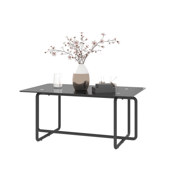 Modern Tempered Glass Tea Table Coffee Table, Table for Living Room,Black