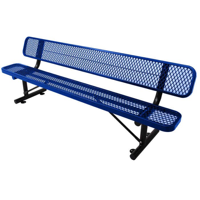 8 ft. Outdoor Steel Bench with Backrest BLue - DTYStore